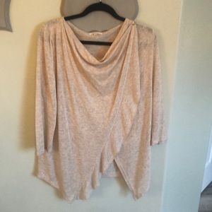 Heather taupe cross body sweater. 3/4 sleeve sz L
